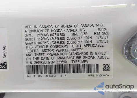 2024 Honda Cr-V Lx 2Wd z USA, uszkodzony, nr VIN 2HKRS3H25RH329690